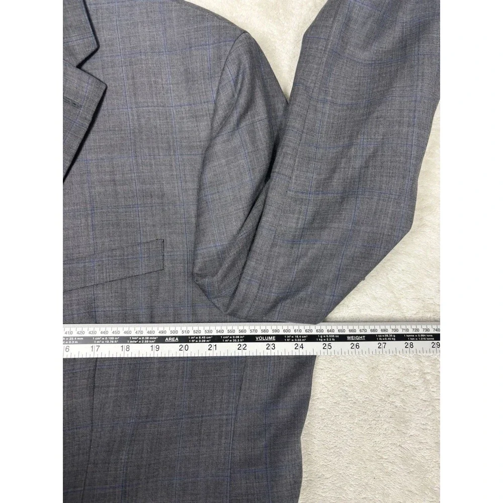 Lauren Ralph Lauren Men’s Blazer 46R Gray Wool Blend Window Pane 2 Button